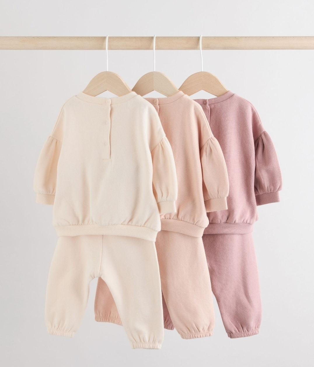Cream/Pink Baby Sweatshirt & Joggers 6 Piece Set