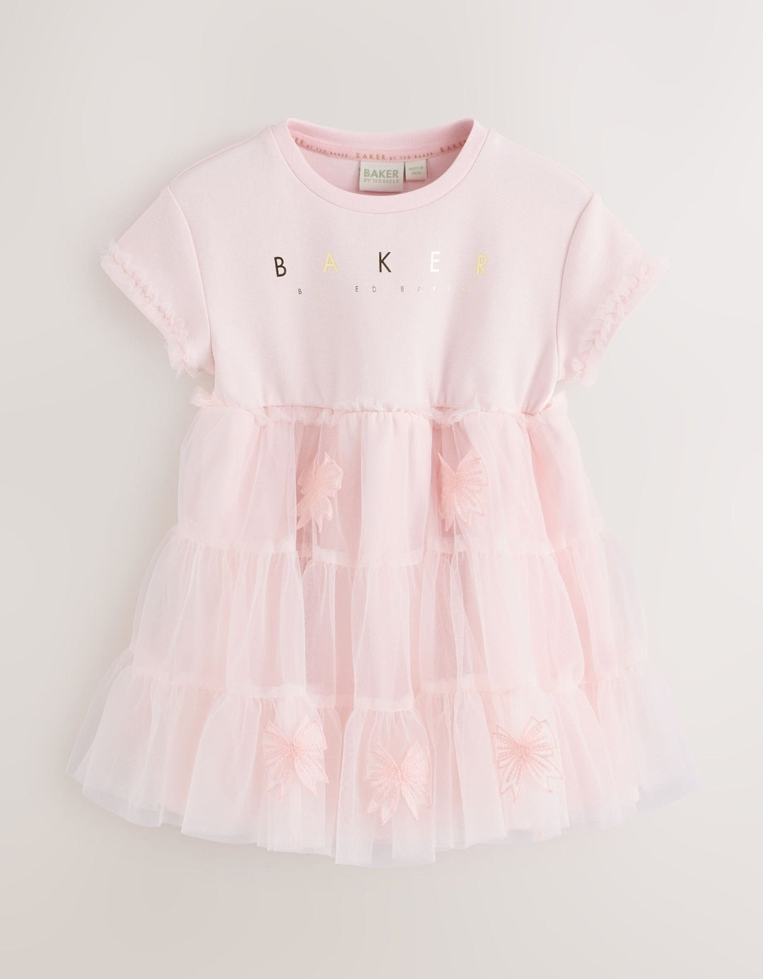 Baker by Ted Baker Pink Mesh 3D
Bow Skirted Mockable Dress