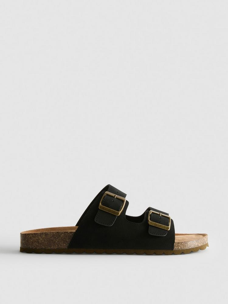 Double Buckle Strap Mule Sandals