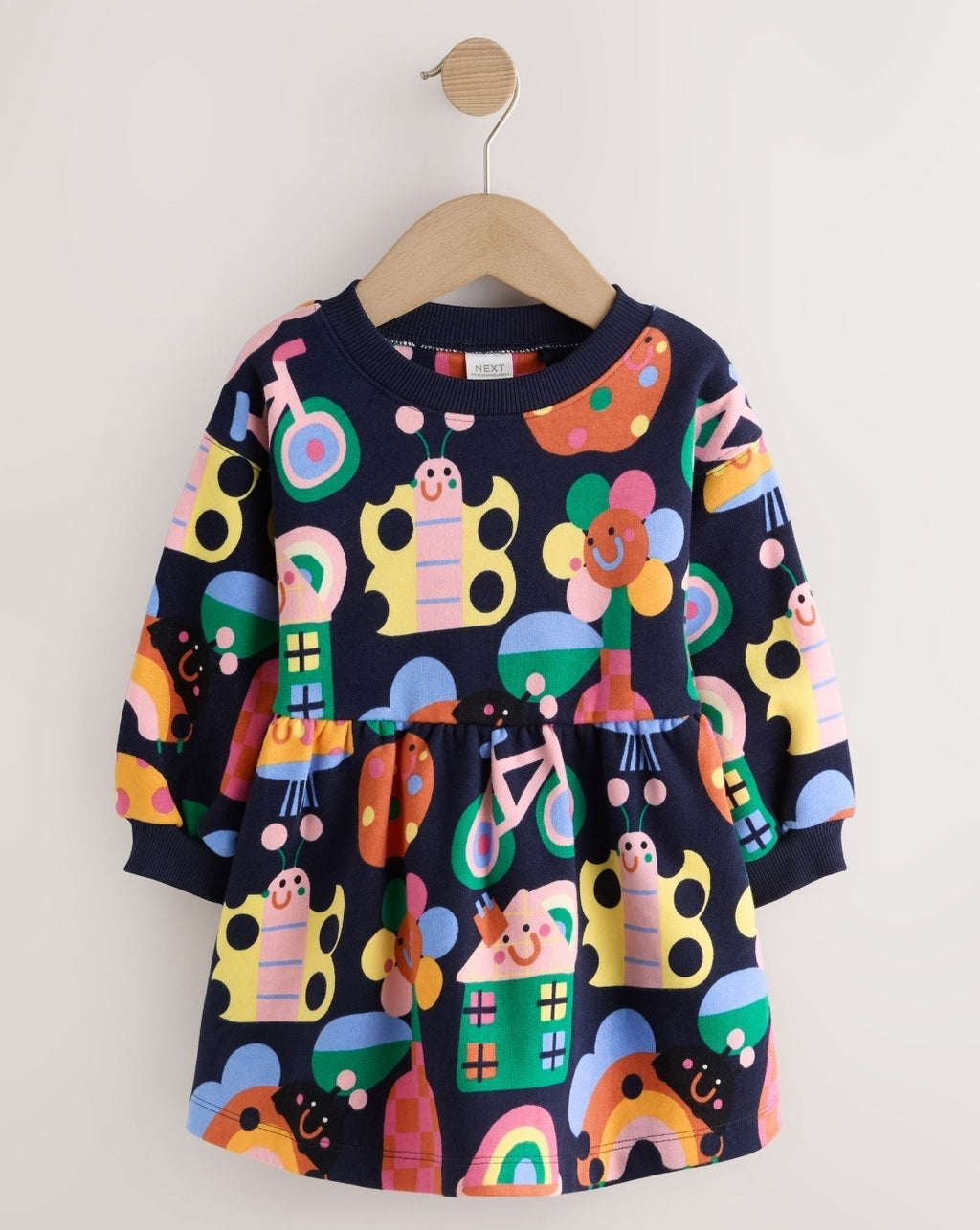 Navy Ladybird Rainbow Long
Sleeve Sweat Dress