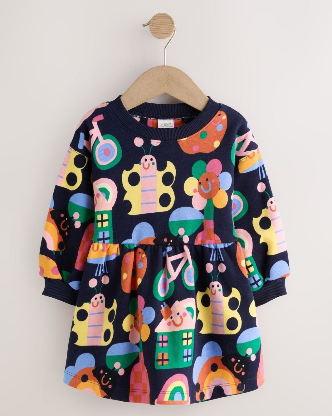 Navy Ladybird Rainbow Long
Sleeve Sweat Dress