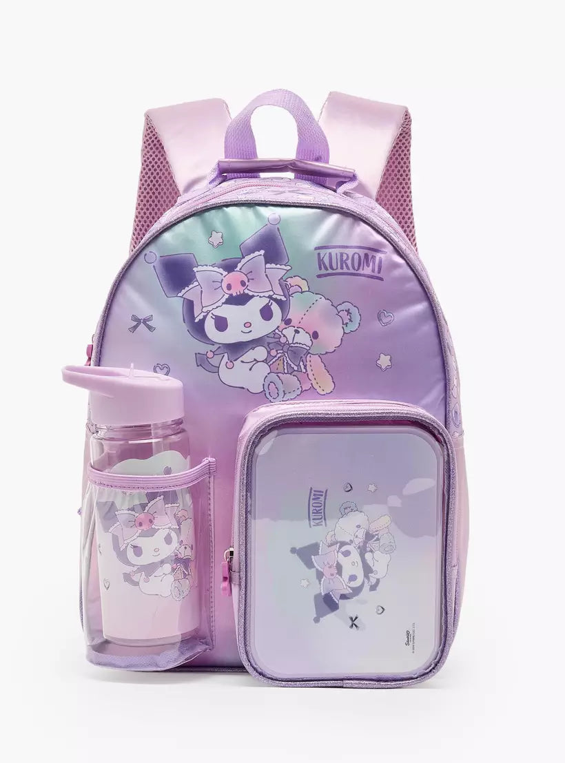 Sanrio Kuromi 3-Piece School Backpack Set  14 inches
