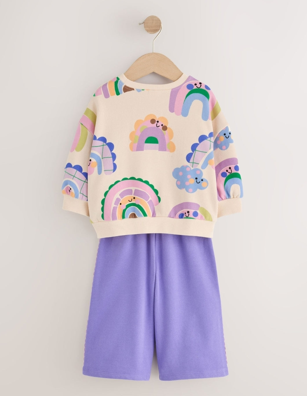Light Purple Rainbow Sweatshirt and Wide Leg Joggers Set