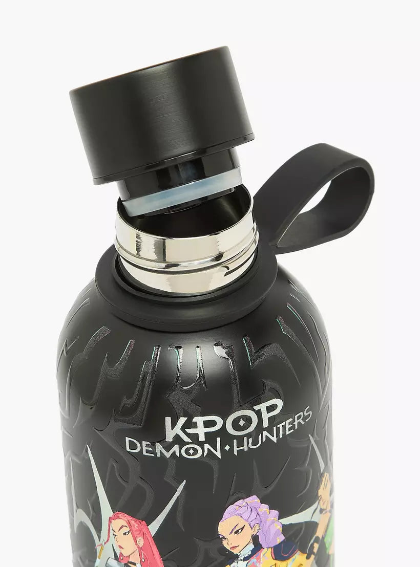 Netflix KPop Demon Hunters Print Stainless Steel Water Bottle with Wide Mouth and Carry Loop