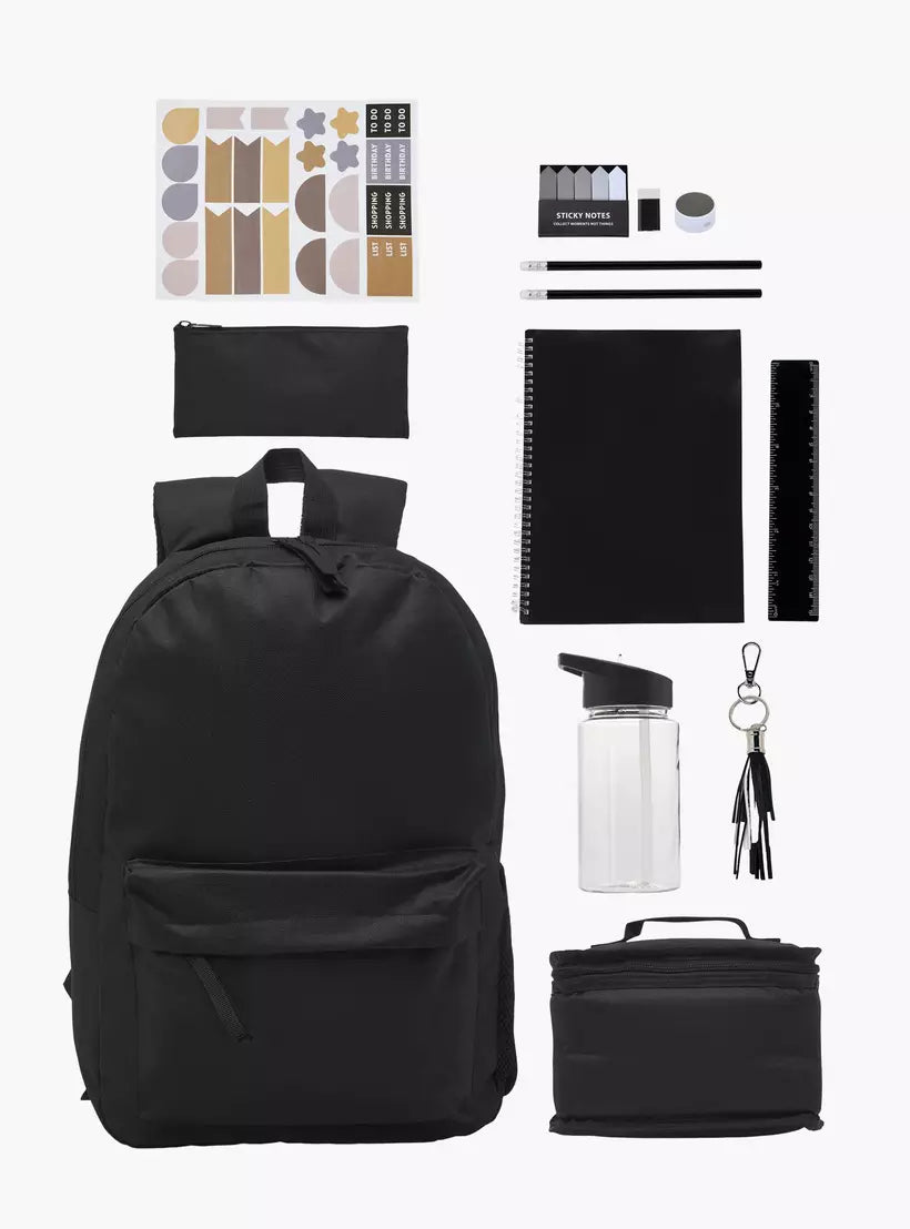 Solid 12-Piece School Backpack Set 17 inches