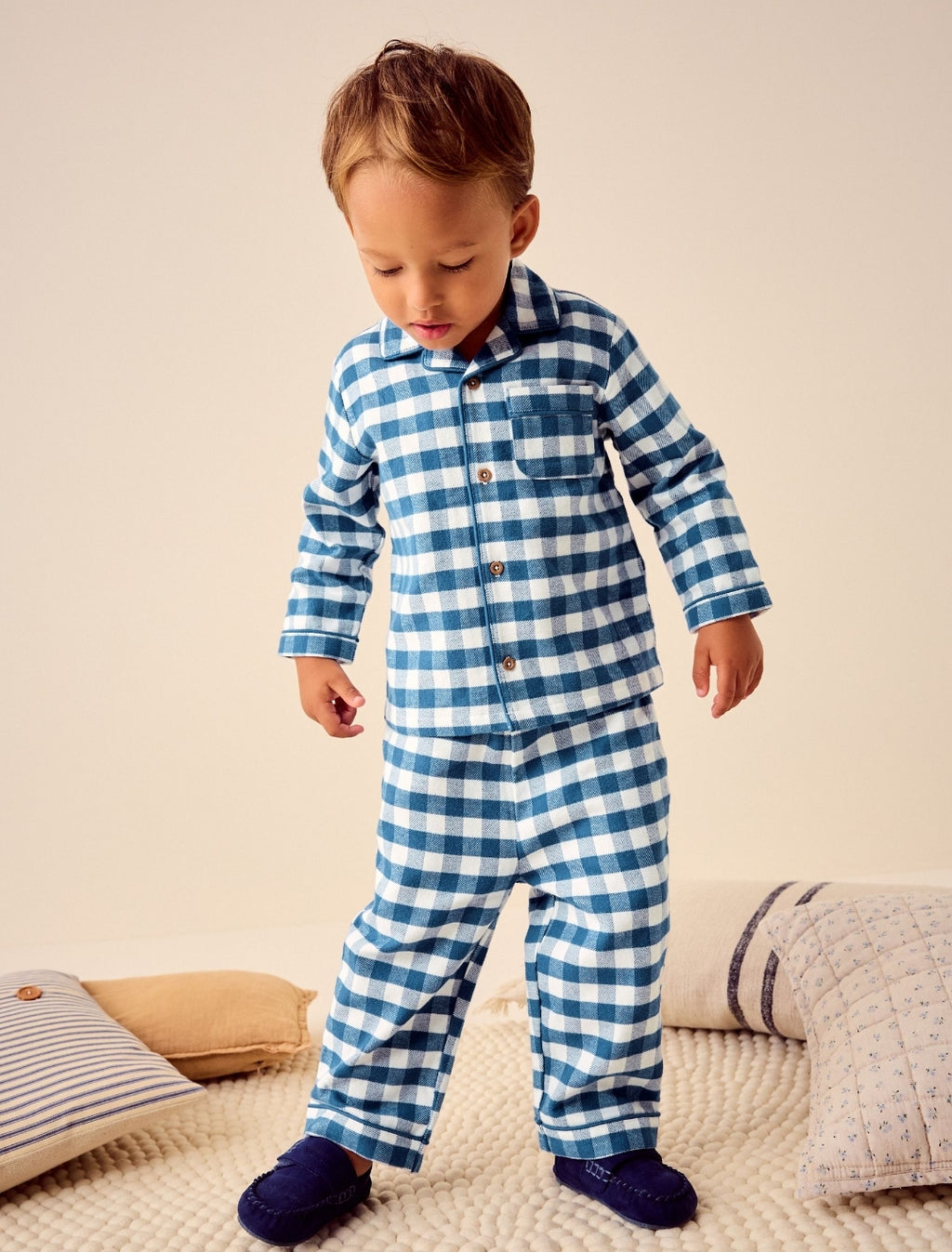 Blue/White Check Button Down Pyjamas