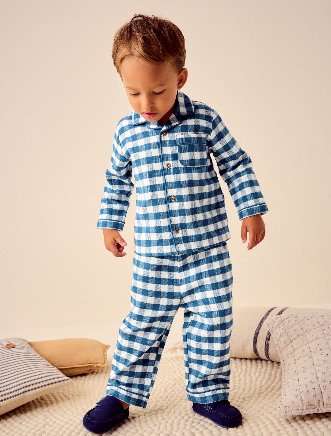 Blue/White Check Button Down Pyjamas