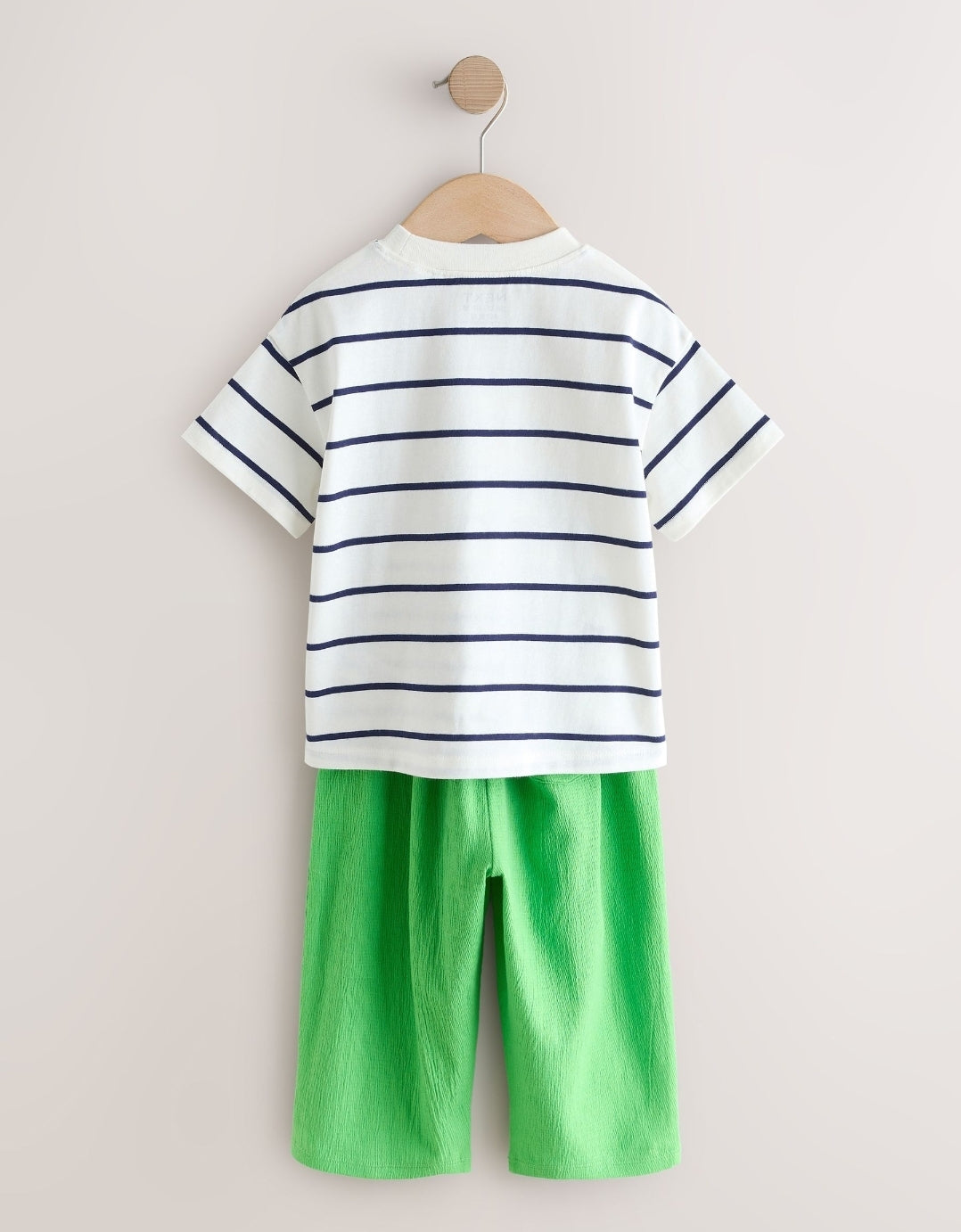 Green Rainbow Short Sleeve Top and Barrel Trousers Set