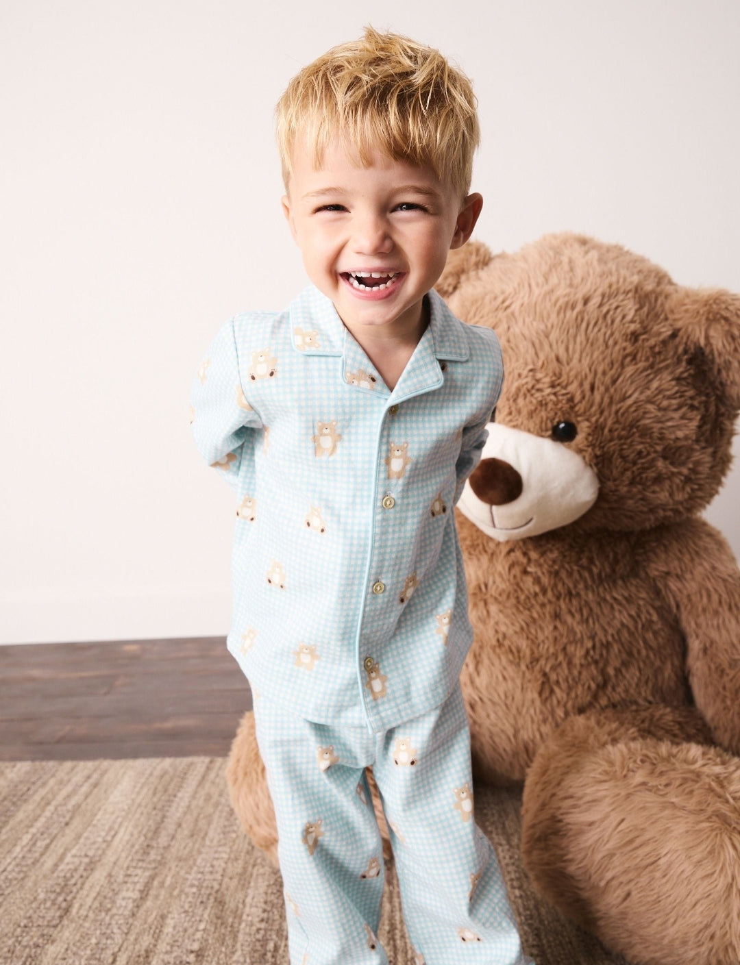 Blue/Brown Bear Button Down Pyjamas