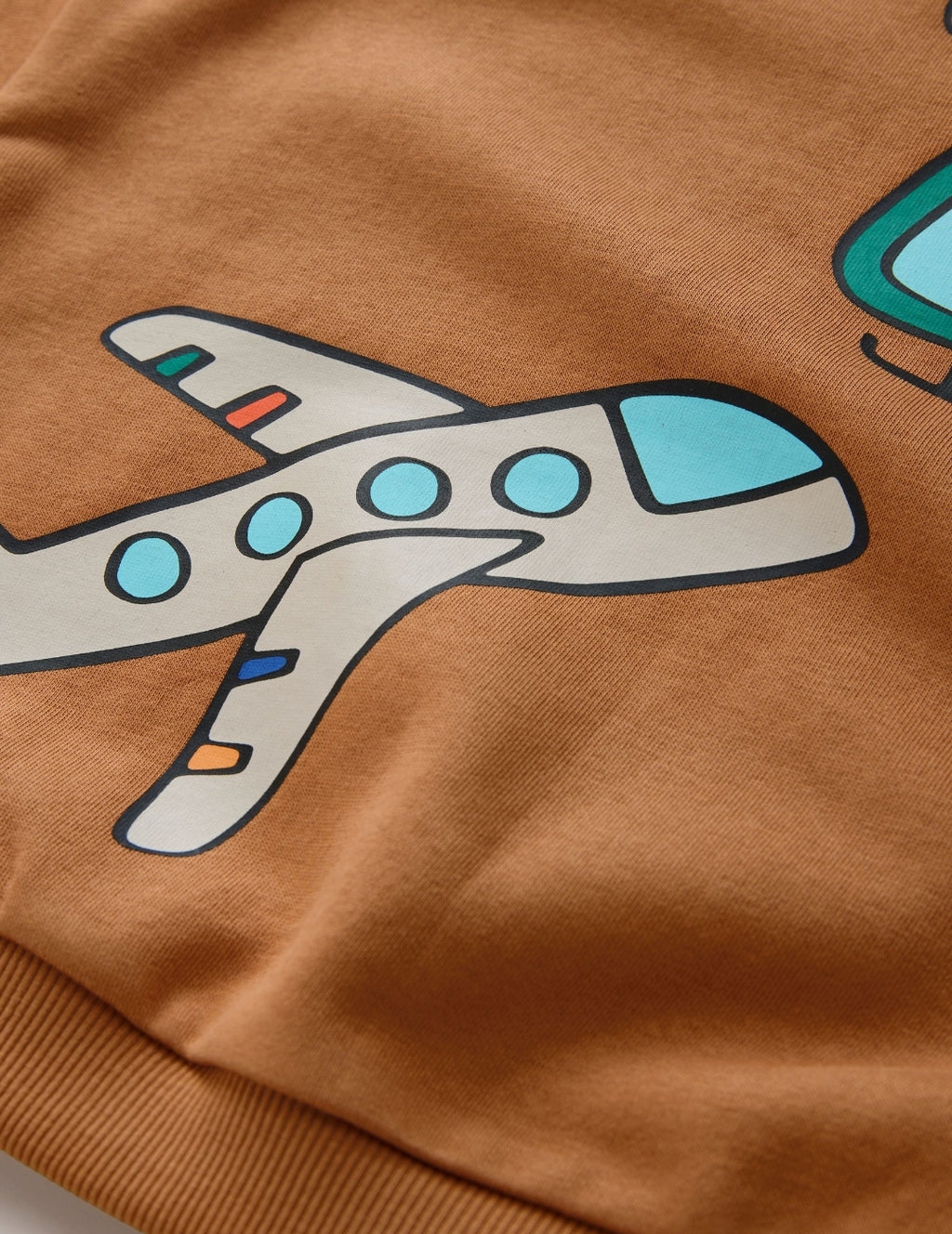 Tan Brown All Over Printed Crew Neck Sweat Top (