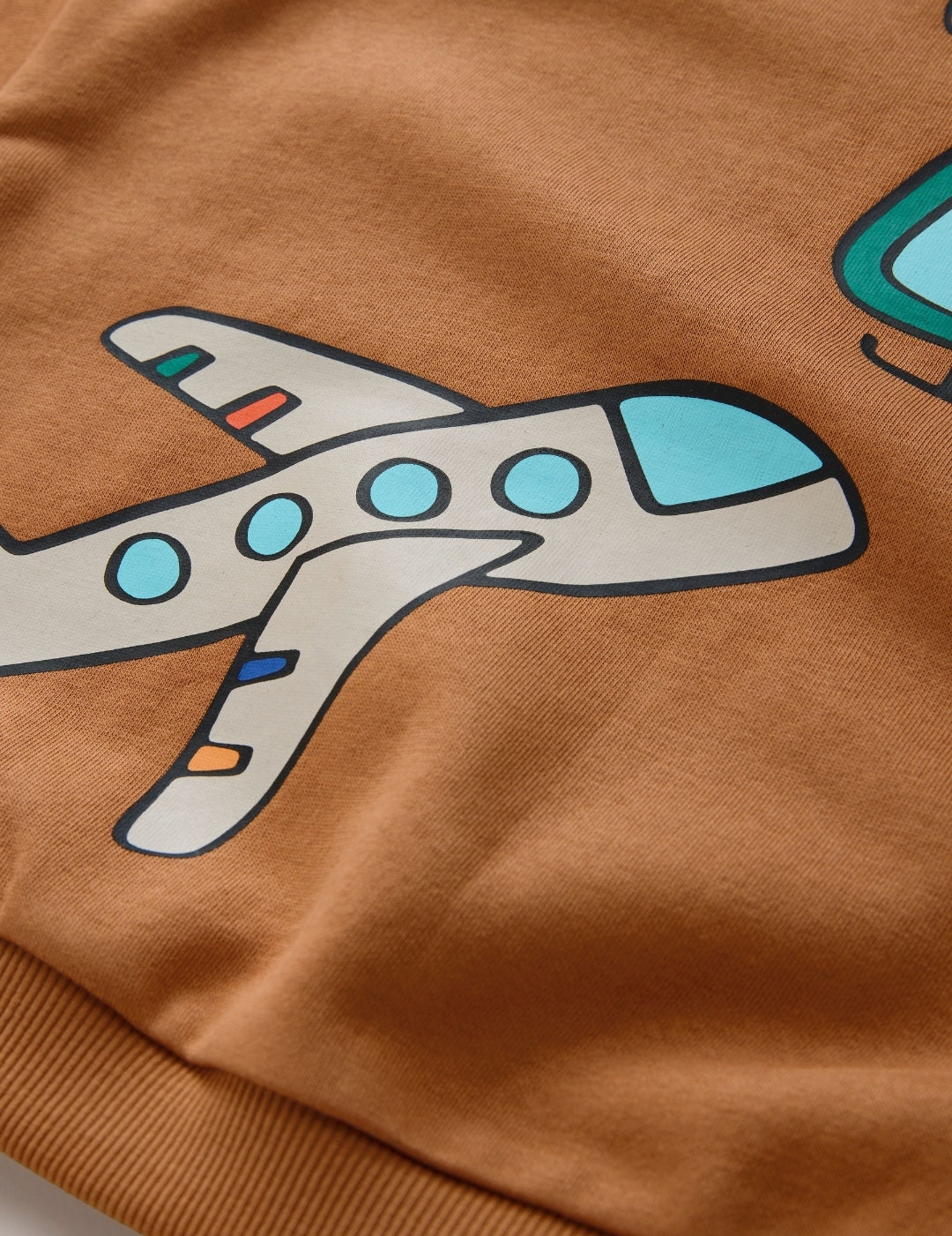 Tan Brown All Over Printed Crew Neck Sweat Top (
