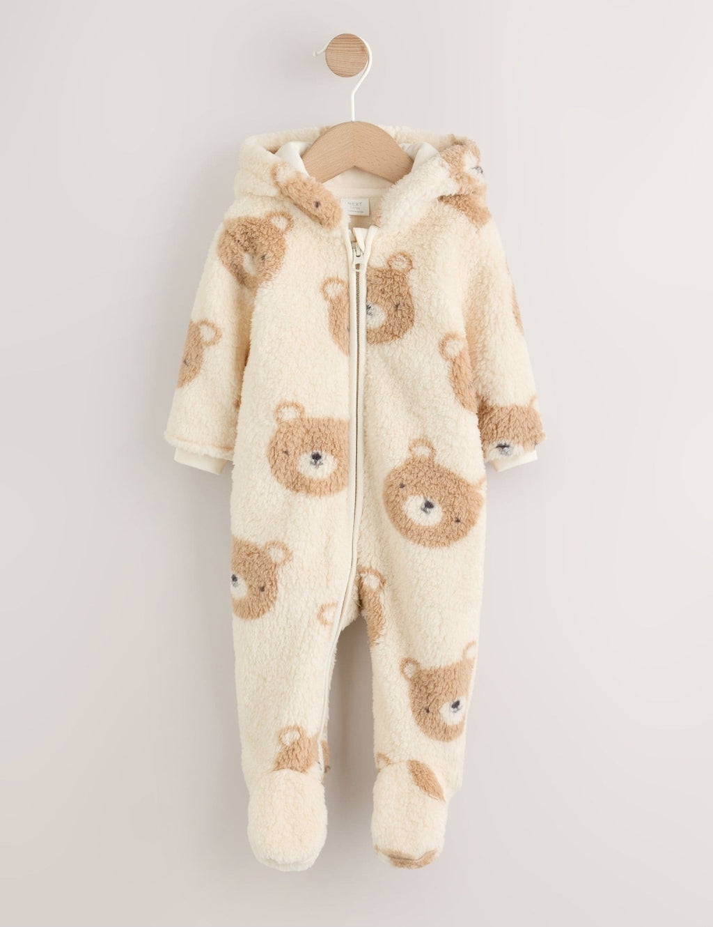 Neutral Bear Fleece Baby Pramsuit