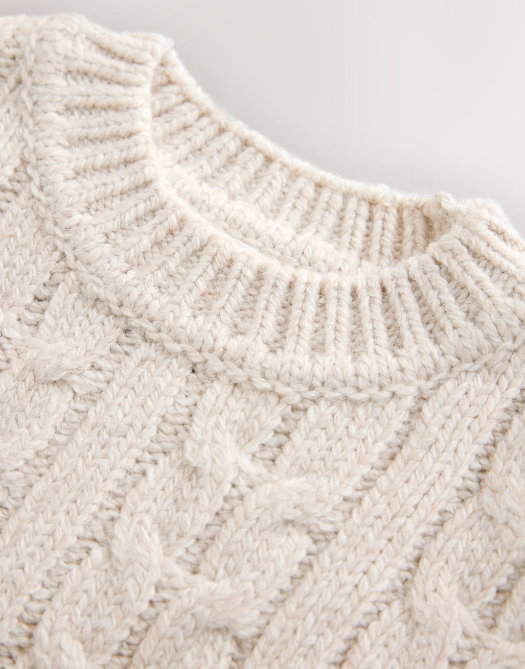 Neutral Cream Cable Knit Crew Neck Jumper
