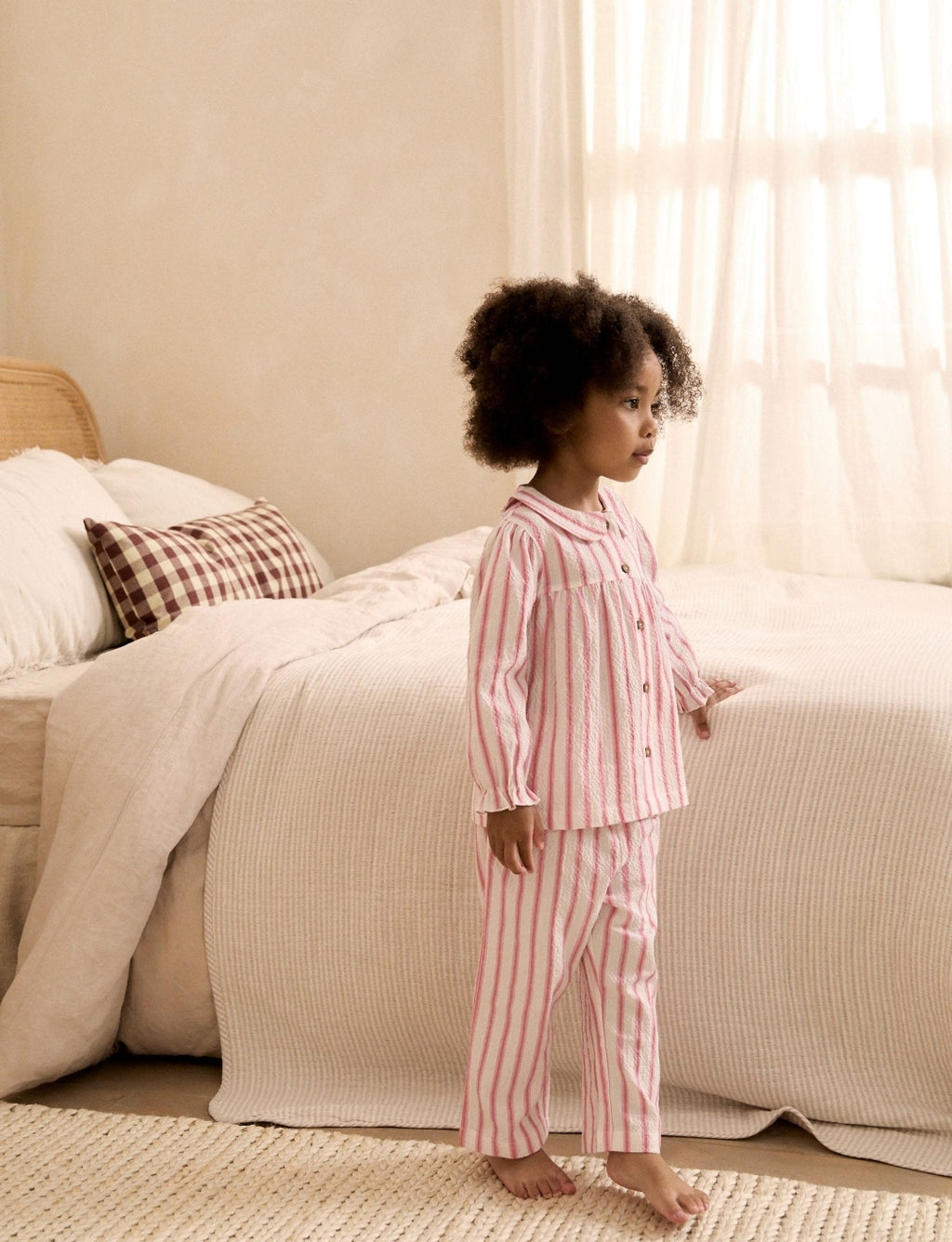 Pink Stripe Woven Button Through Pyjamas