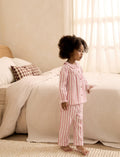 Pink Stripe Woven Button Through Pyjamas