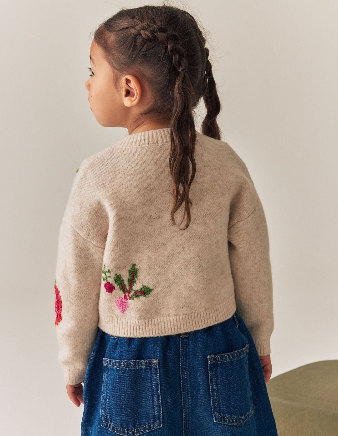 Vegetable Embroidered V-Neck Cardigan