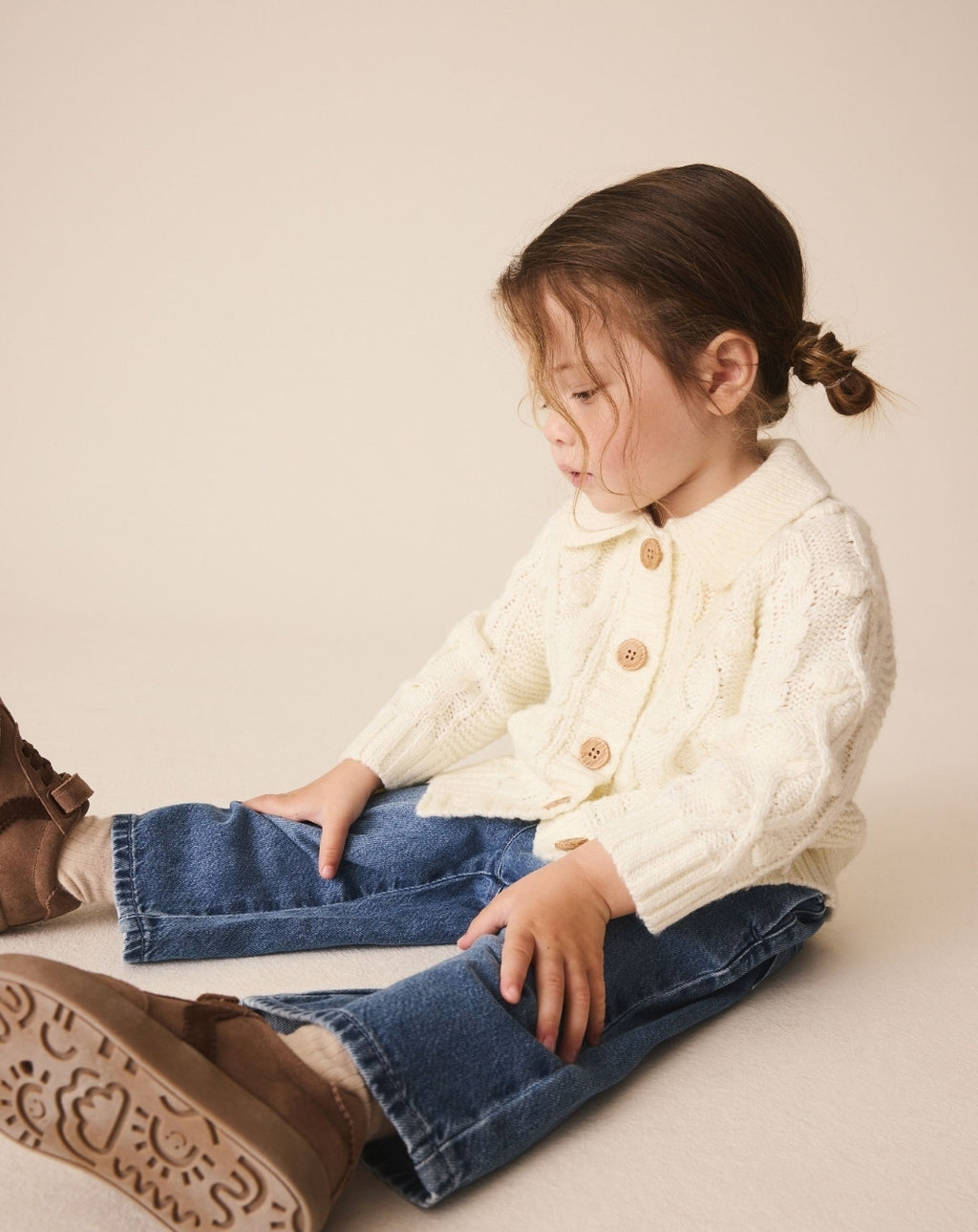 Ecru Chunky Bobble Cardigan