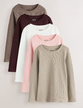 Neutral Ribbed Long Sleeve Tops 5 Pack