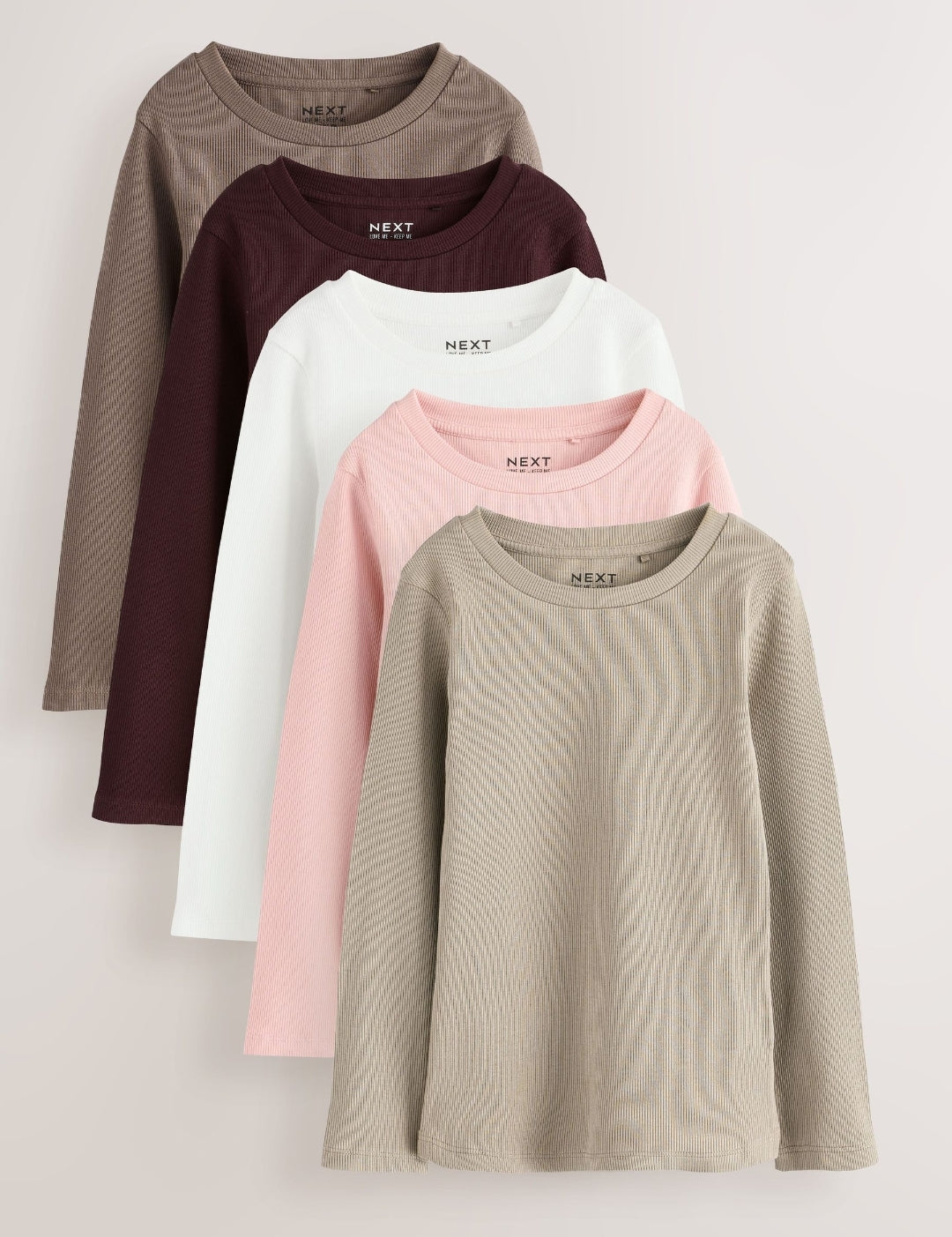 Neutral Ribbed Long Sleeve Tops 5 Pack
