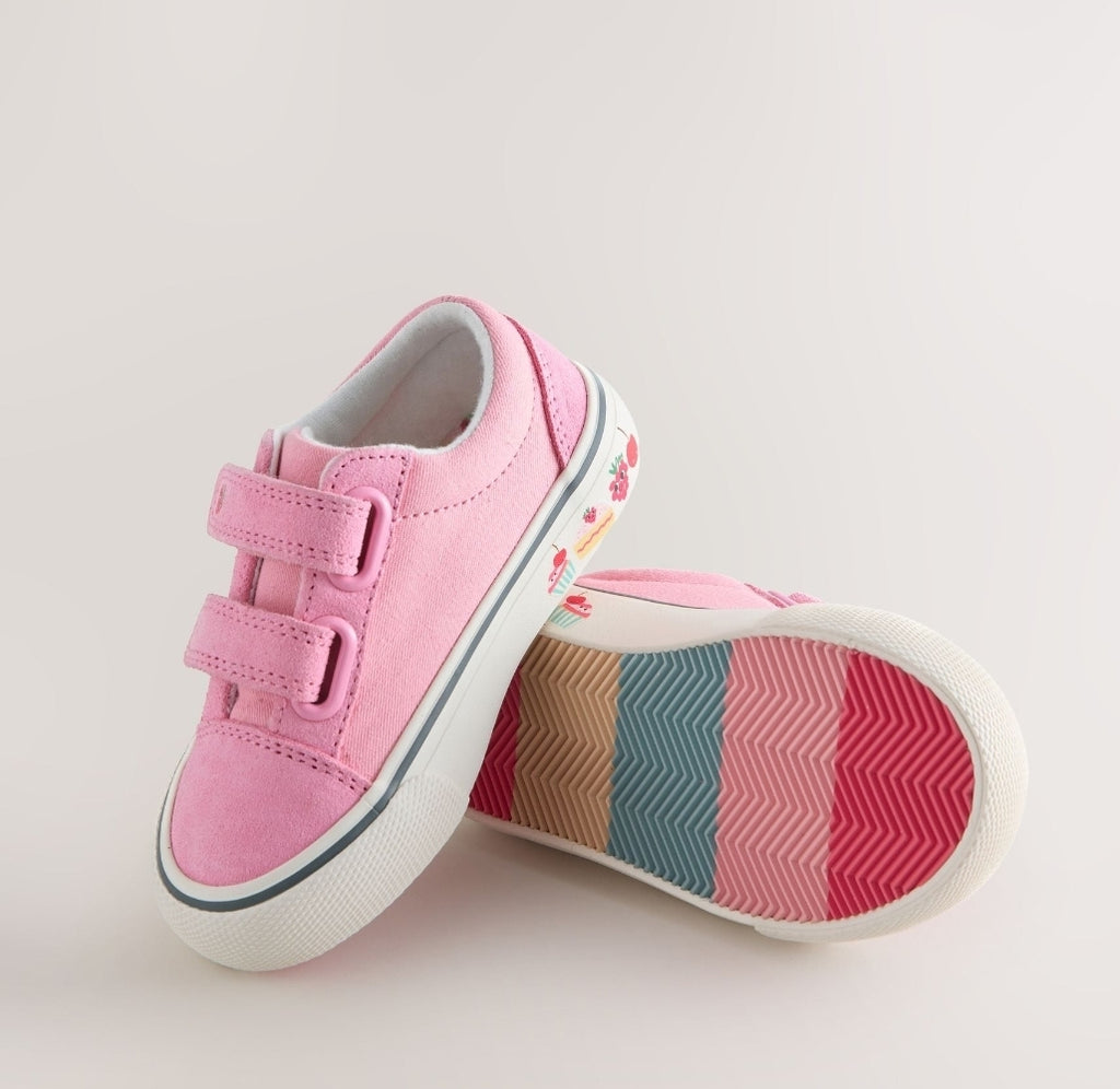 Pink/White Standard Fit (F) Touch Fastening Trainers