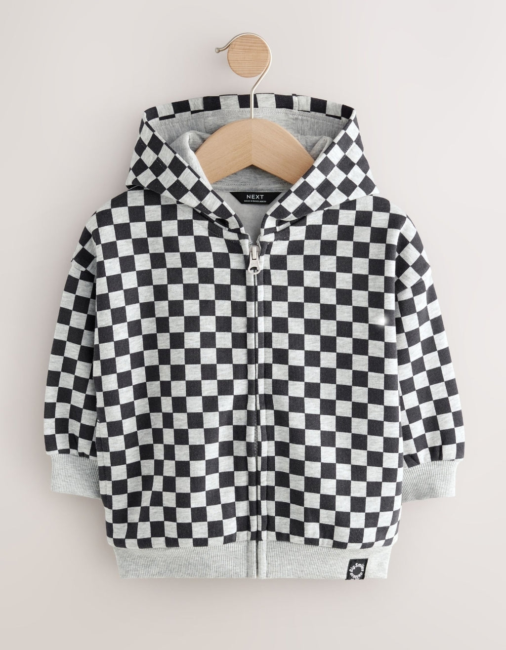 Black White Checkerboard Zip Up
Hoodie