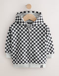 Black White Checkerboard Zip Up
Hoodie
