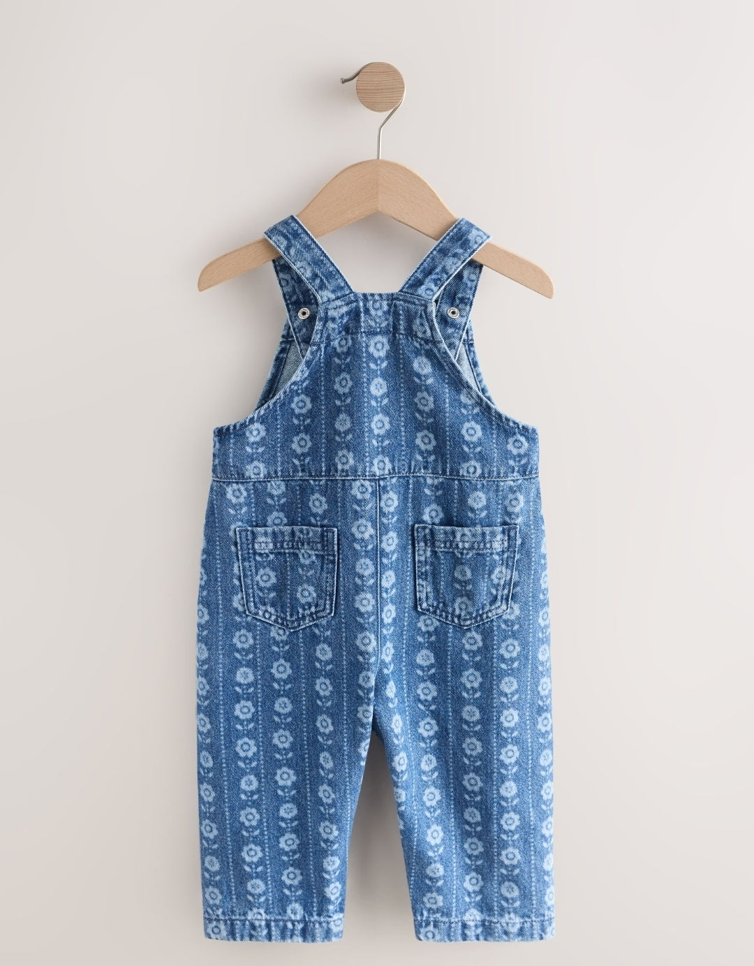 Mid Blue Floral Print Dungarees