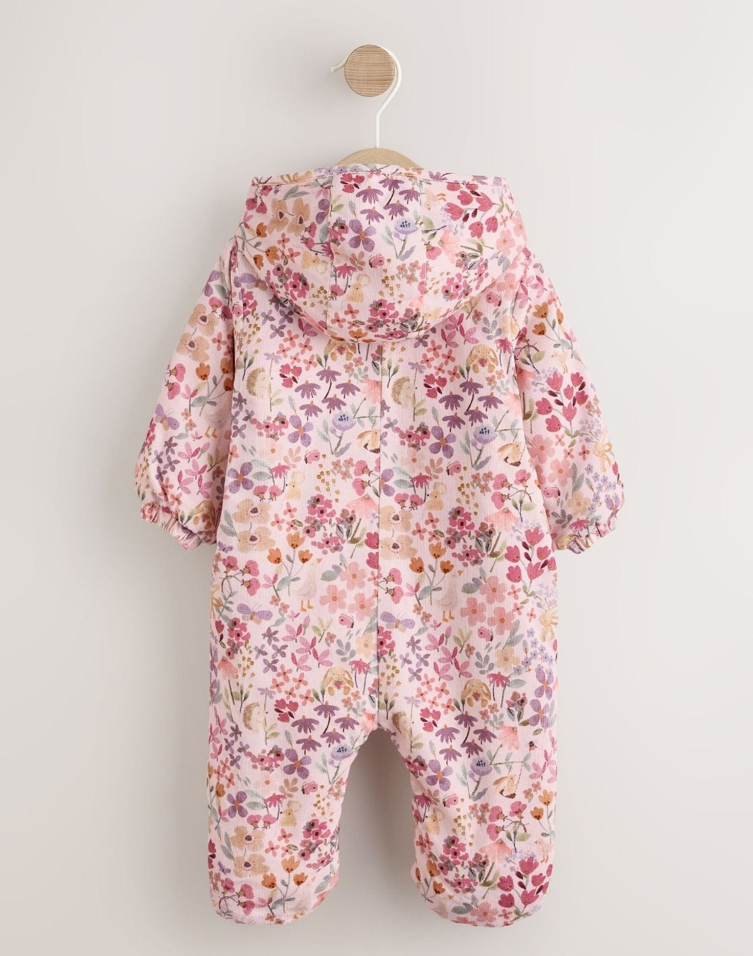Pink Floral Double Zip Hooded
Cord Baby All-In-One