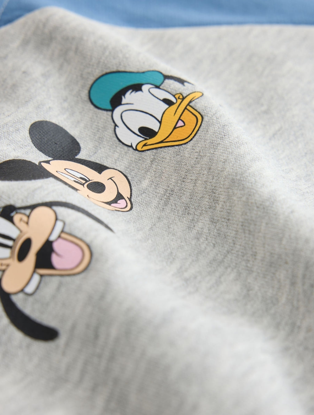 Grey Colour Block Mickey Mouse Printed Crew Sweatshirt