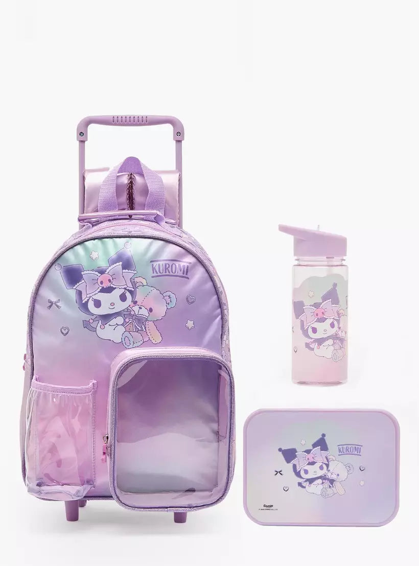Sanrio Kuromi Print 3-Piece School Trolley Bag Set 14 inches