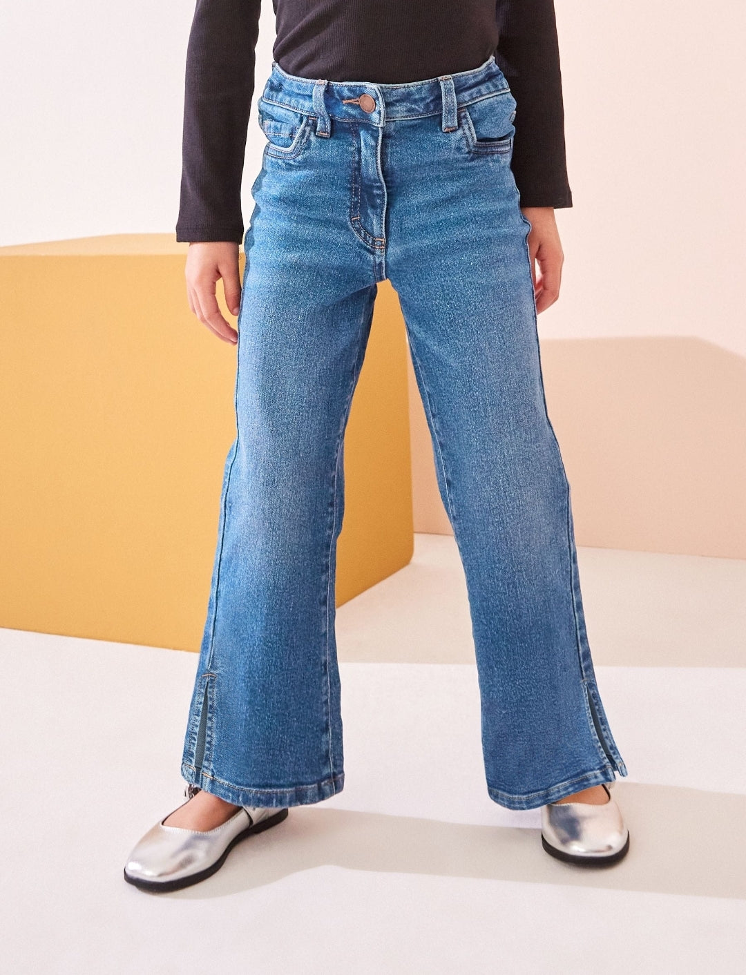 Mid Blue Denim Flare Jeans
