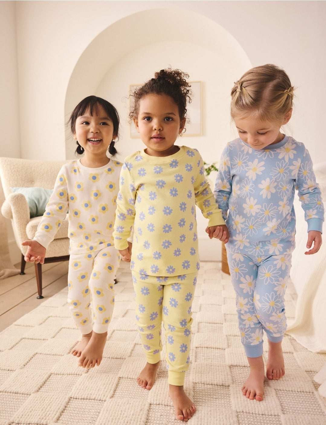 Yellow/Blue Daisy Snuggle Pyjamas 3 Pack