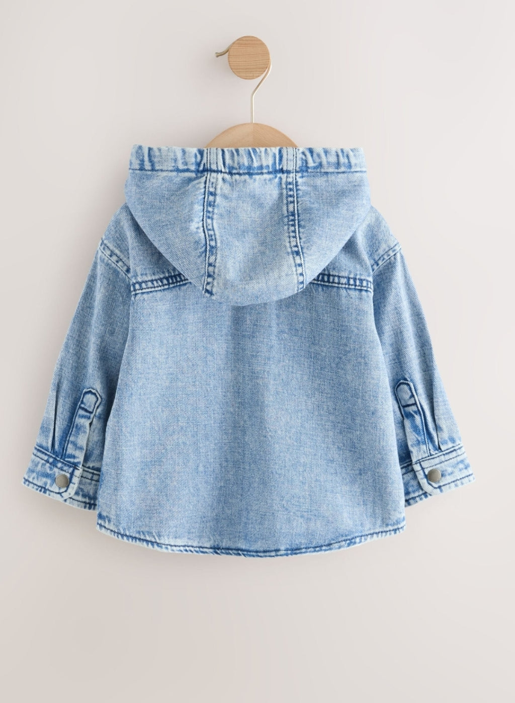 Mid Blue Denim Hooded Overshirt