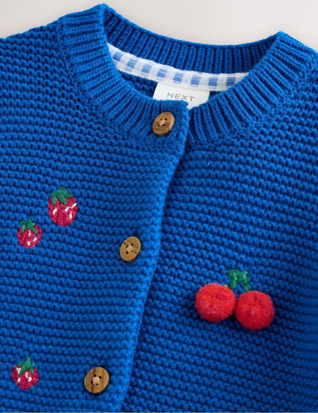 Blue Embroidered Cherry Cardigan