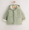 Sage Green Crinkle Bear Face Quilted Baby Jacket