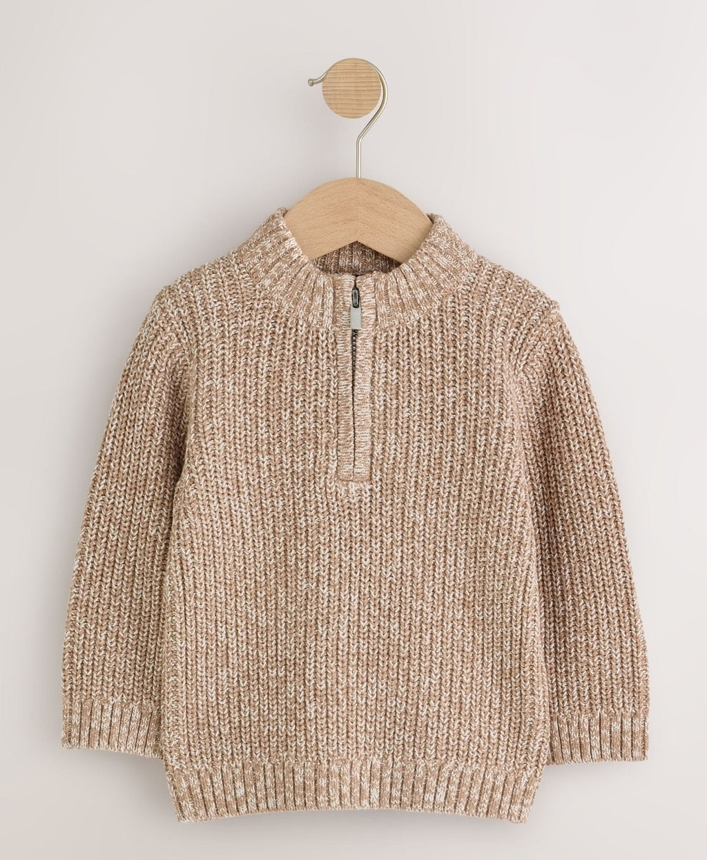 Beige Zip Neck Knitted Cable
Jumper