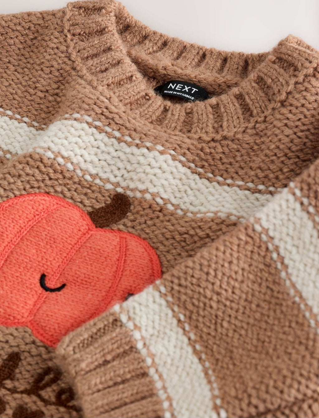 Neutral Pumpkin Halloween Knitted Crew Neck Jumper