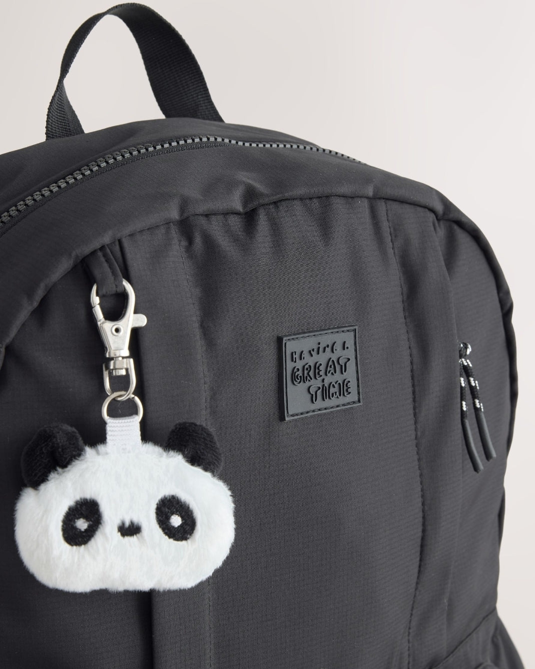 Black Polka Dot Panda Keyring Pocket Backpack