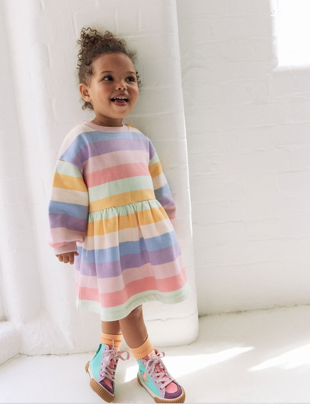 Rainbow Striped Long Sleeve Sweat
Dress