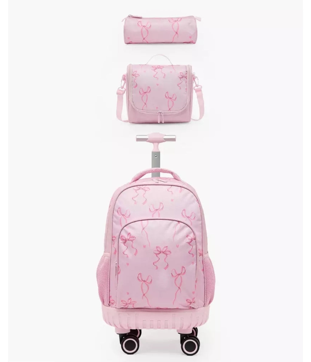 Juniors Bow Print 3-Piece School Trolley Bag Set18 inches