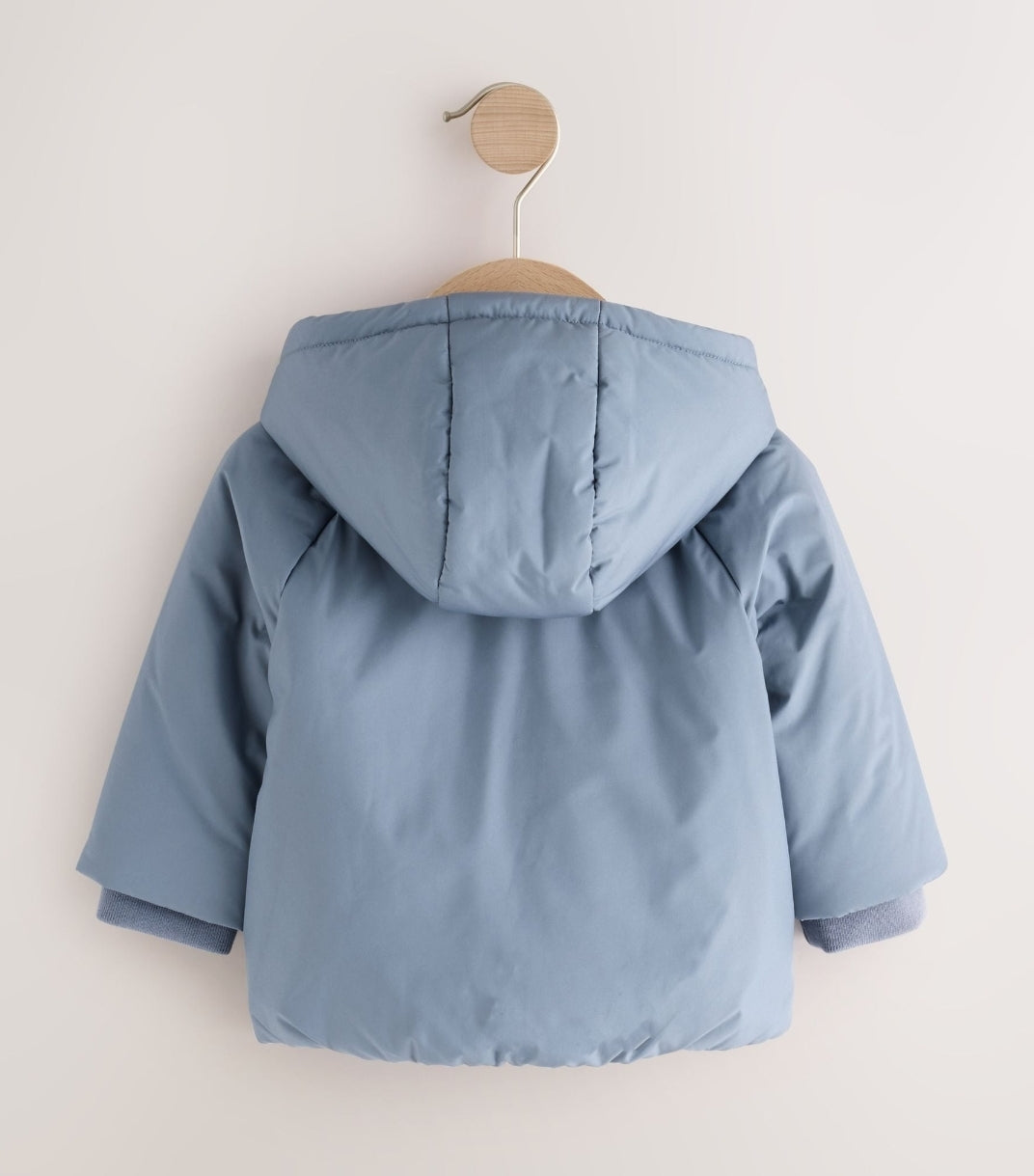 Blue Hooded Mid-Weight Fleece Lined Puffer Baby Jacket