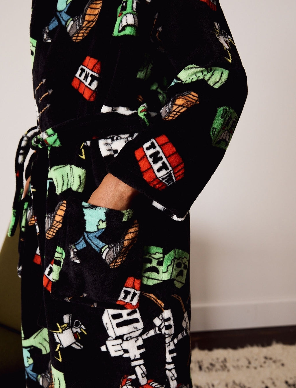 Black Minecraft Fleece Robe