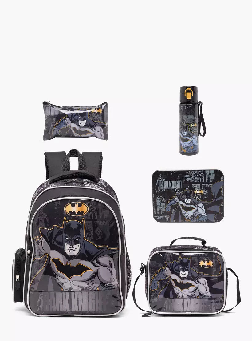 Batman Print 5-Piece School Backpack Set  16 inches