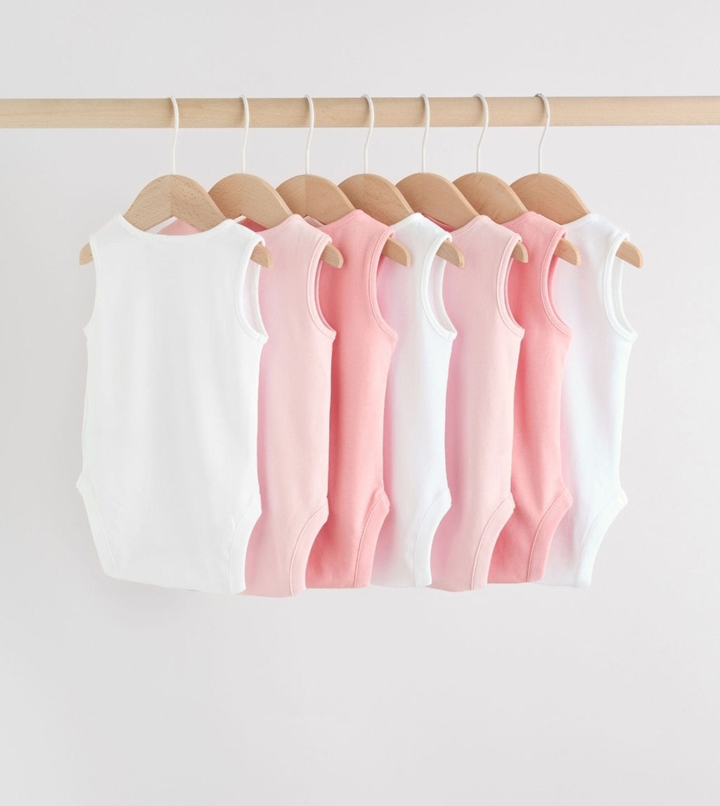 Pink/White 7 Pack Essential Vest
Baby Bodysuits