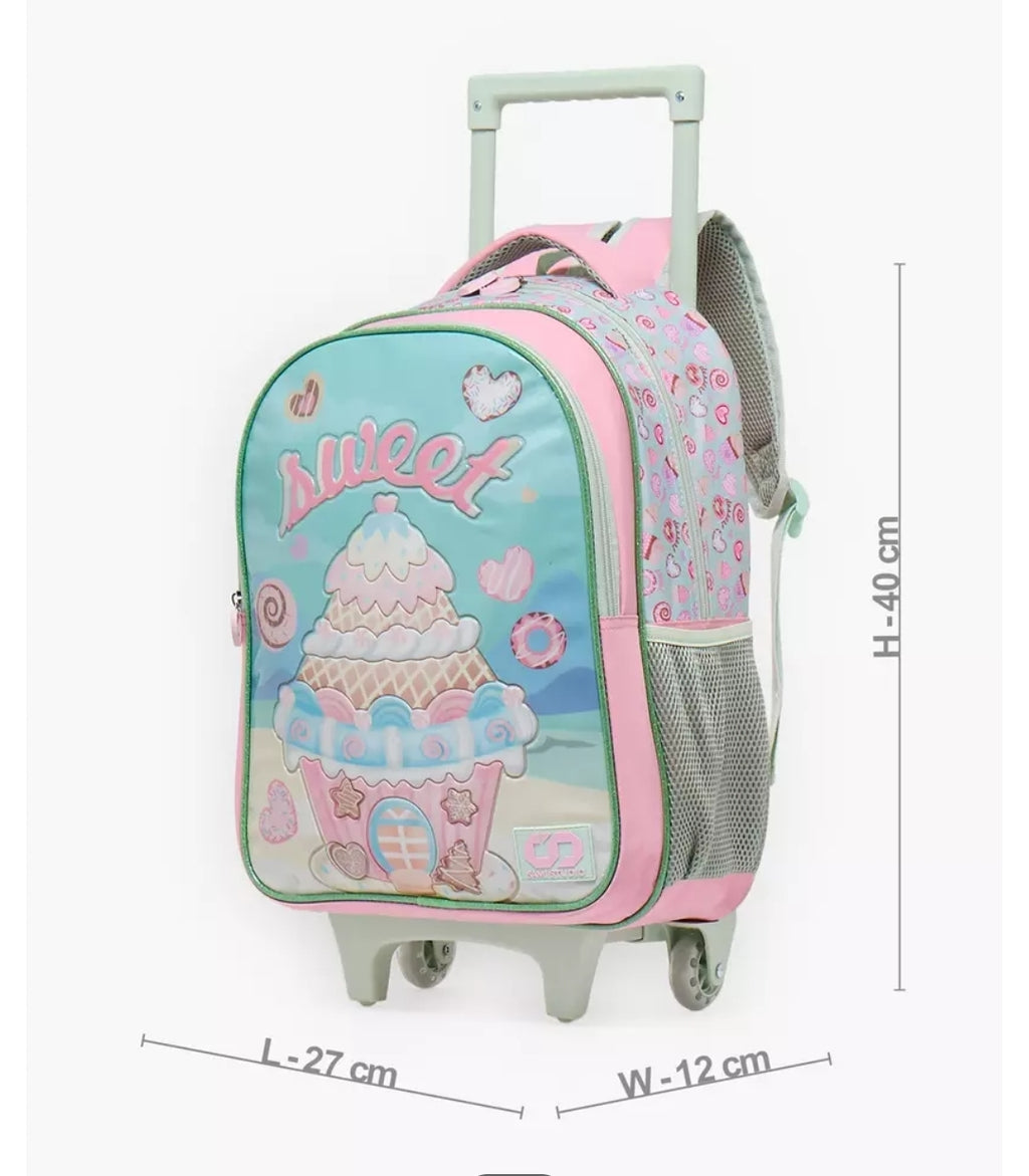 Printed 5-Piece School Trolley Bag Set  16 inches