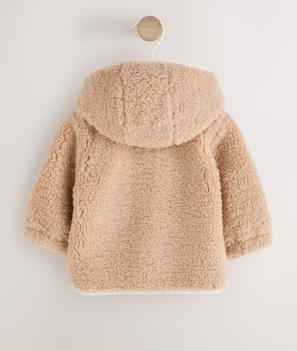 Caramel Borg Hooded Fleece Lined Baby Jacket