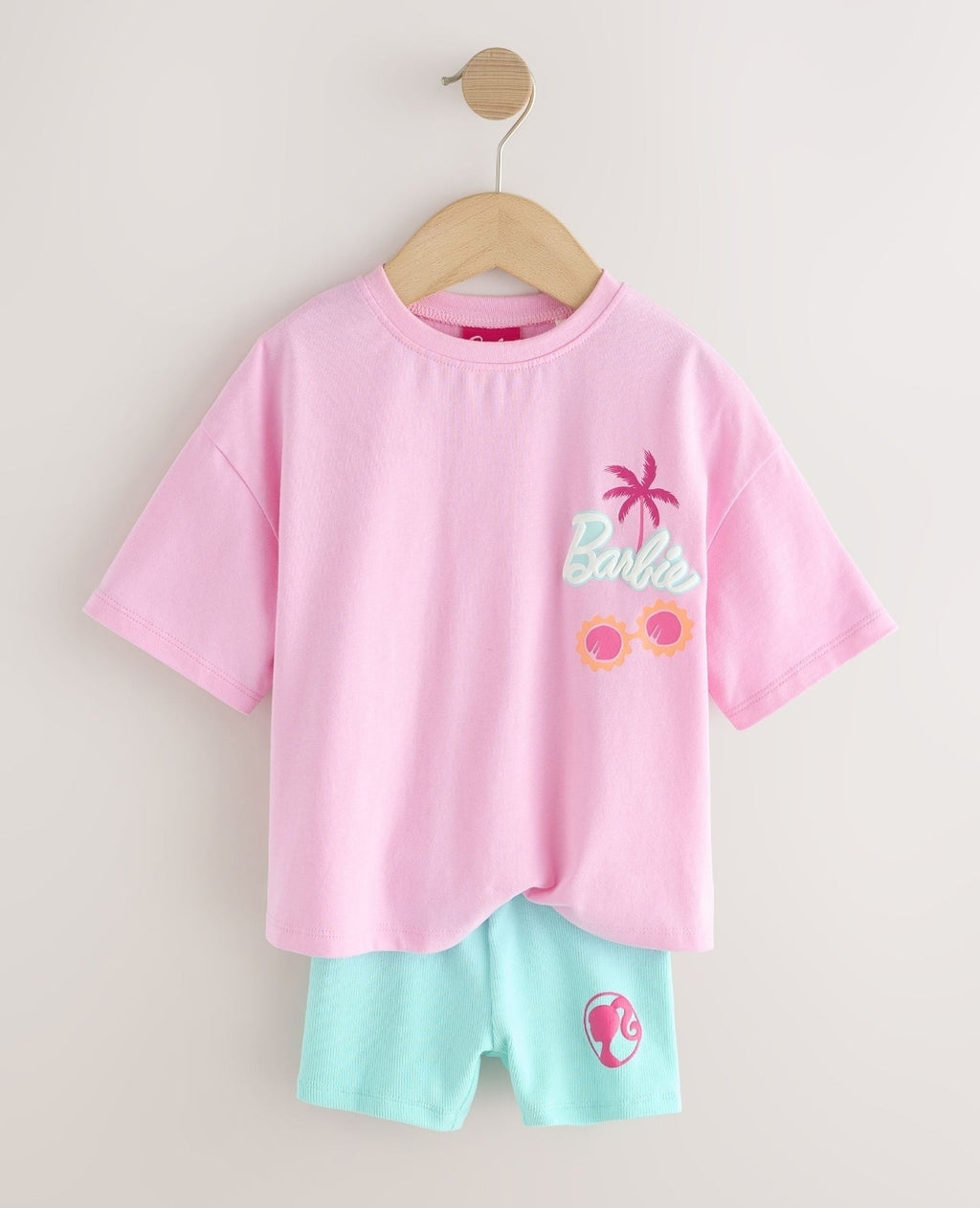 Pink Barbie Short Sleeve T-Shirt
and Cycle Shorts Set