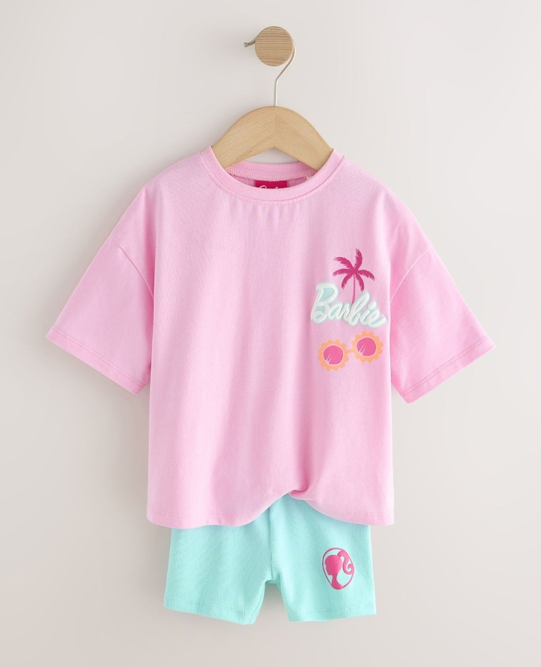 Pink Barbie Short Sleeve T-Shirt
and Cycle Shorts Set