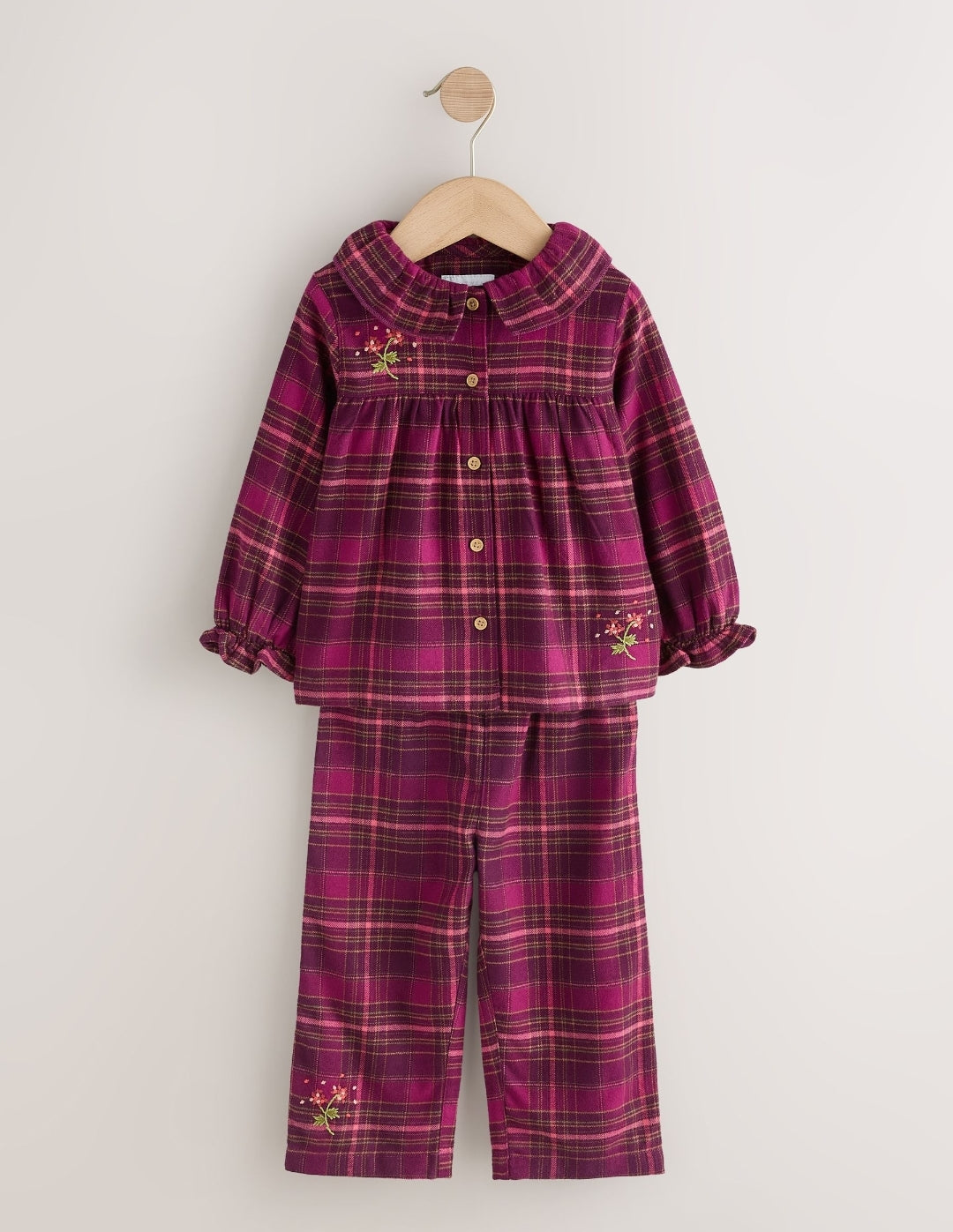 Purple Check Woven Button Through Pyjamas