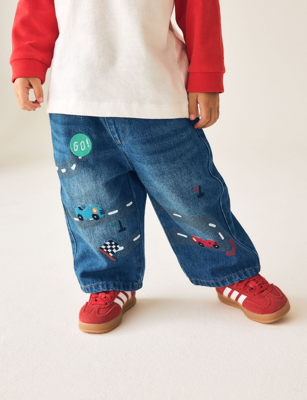 Mid Blue Denim Car Wide Fit Jeans